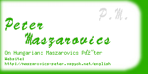 peter maszarovics business card